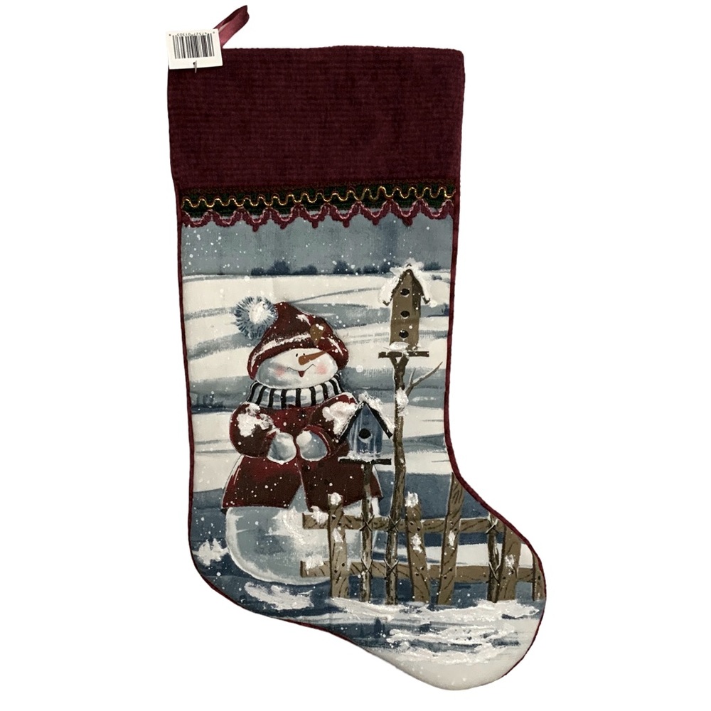 Christmas Stockings Oversized Snowmen Snow Scene Plush 3 Pieces 22 Inches - Picture 9 of 16